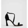 Velvet Open Toe 90mm Heel In Black