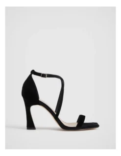 Velvet Open Toe 90mm Heel In Black