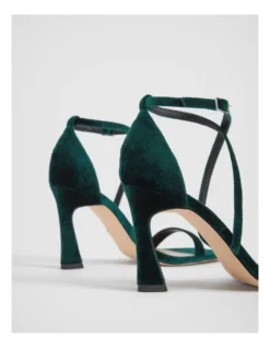 Velvet Open Toe 90mm Heel In Teal Green -Myer Clothing Shop 987609340 5 720x928