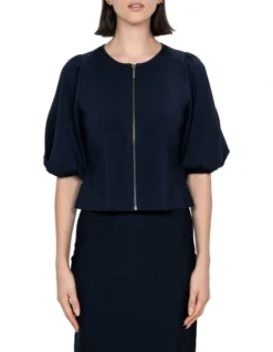 Blouson Sleeve Milano Jacket In Blue 5 Blouson Sleeve Milano Jacket In Blue -Myer Clothing Shop 988357330 3 720x928