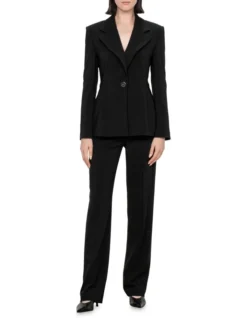 Compact Weave Fitted Blazer In Black