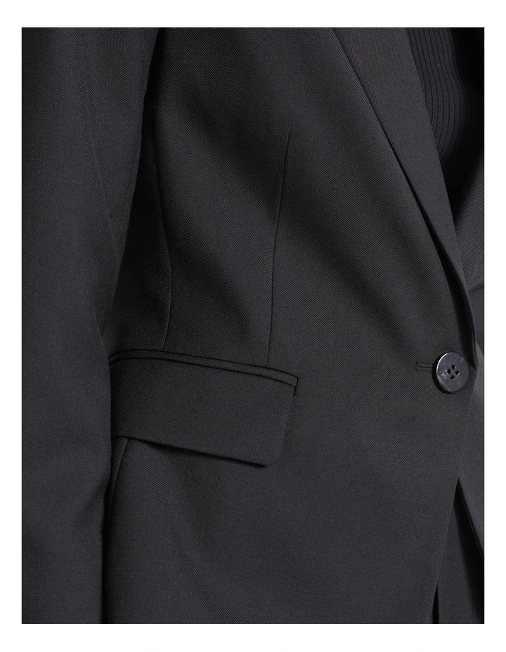 Wool Blend Tailored Blazer In Black 3 Wool Blend Tailored Blazer In Black - Image 3