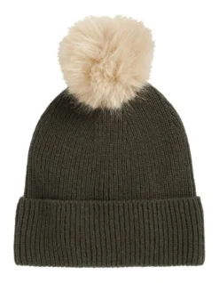 Pom Pom Beanie In Dark Fern