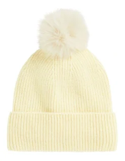 Pom Pom Beanie In Soft Butter