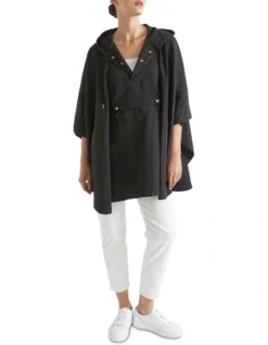 Packable Rain Poncho In Black