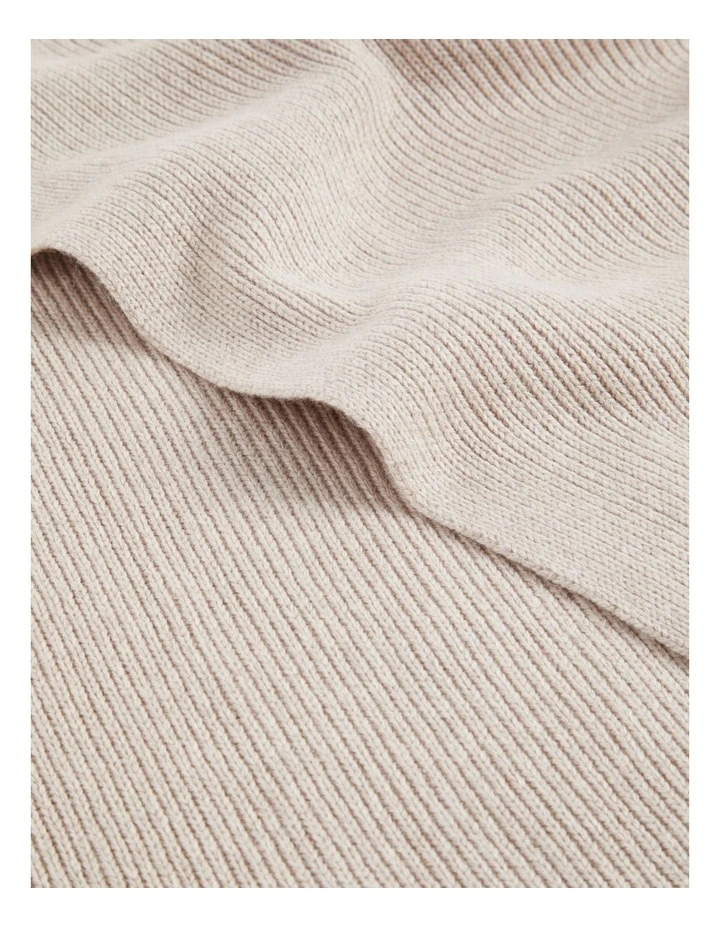 Rib Knit Scarf In Grey 3 Rib Knit Scarf In Grey - Image 3