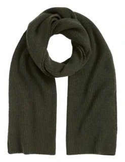 Rib Knit Scarf In Dark Fern