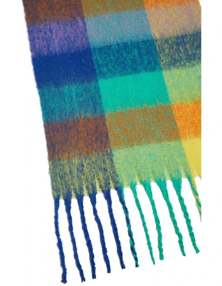 Oxford Mogul Check Scarf In Blue Multi 2 Oxford Mogul Check Scarf In Blue Multi - Image 2