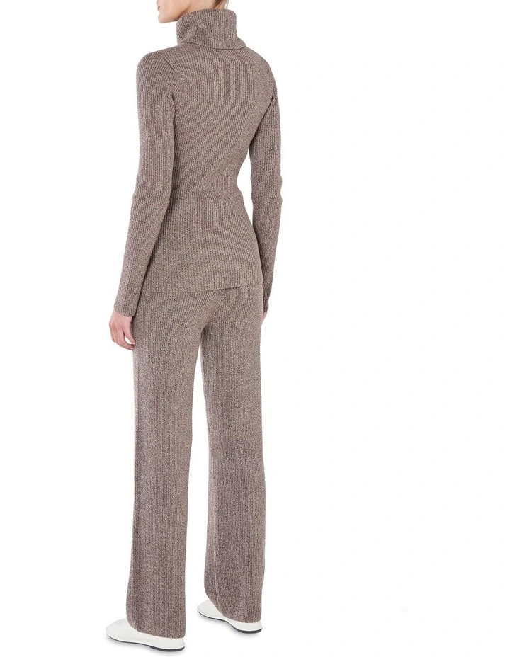 Merino Wool Rib Turtle Neck In Brown 3 Merino Wool Rib Turtle Neck In Brown - Image 3