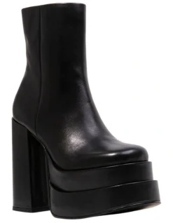 Steve Madden Cobra Leather Boots In Black -Myer Clothing Shop 988529230 3 720x928