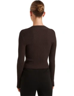Jasmine Square Neck Knit Top In Brown
