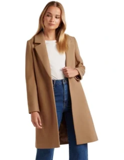 Forever New Lily Longline Coatigan In Brown