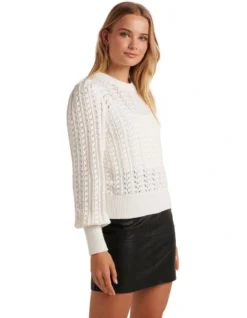 Forever New Enza Pointelle Knit Jumper In White -Myer Clothing Shop 988812370 3 720x928