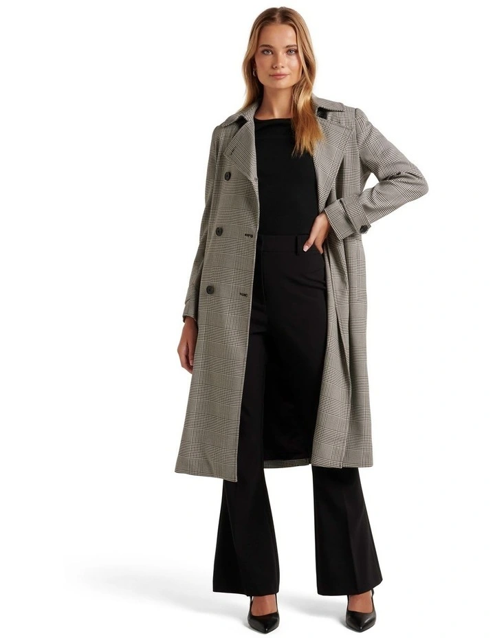 Forever New Catherine Check Trench In Multi 1 Forever New Catherine Check Trench In Multi