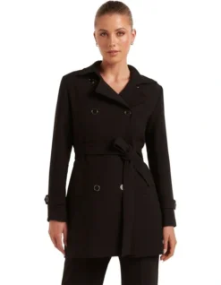 Violet Trench Mac Coat In Black