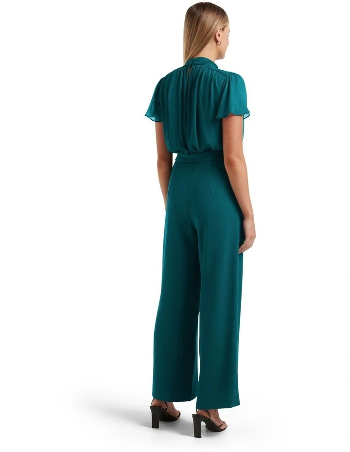 Forever New Verona Flutter Sleeve Jumpsuit In Green 2 Forever New Verona Flutter Sleeve Jumpsuit In Green - Image 2