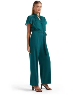 Forever New Verona Flutter Sleeve Jumpsuit In Green 6 Forever New Verona Flutter Sleeve Jumpsuit In Green -Myer Clothing Shop 988815790 3 720x928