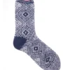1 Pair Fluffy Crew Socks In Navy Multi