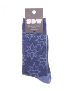 1 Pair With Wool Decorative Wool Crew Socks In Blue Multi