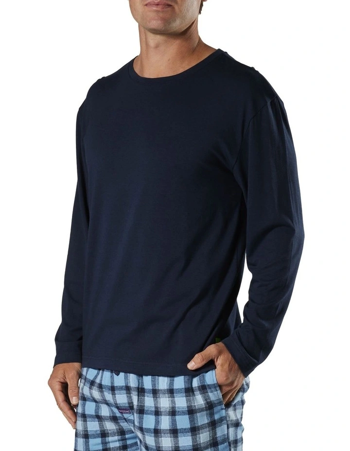 Soft Bamboo Long Sleeve Sleep Tee In Blue 2 Soft Bamboo Long Sleeve Sleep Tee In Blue - Image 2