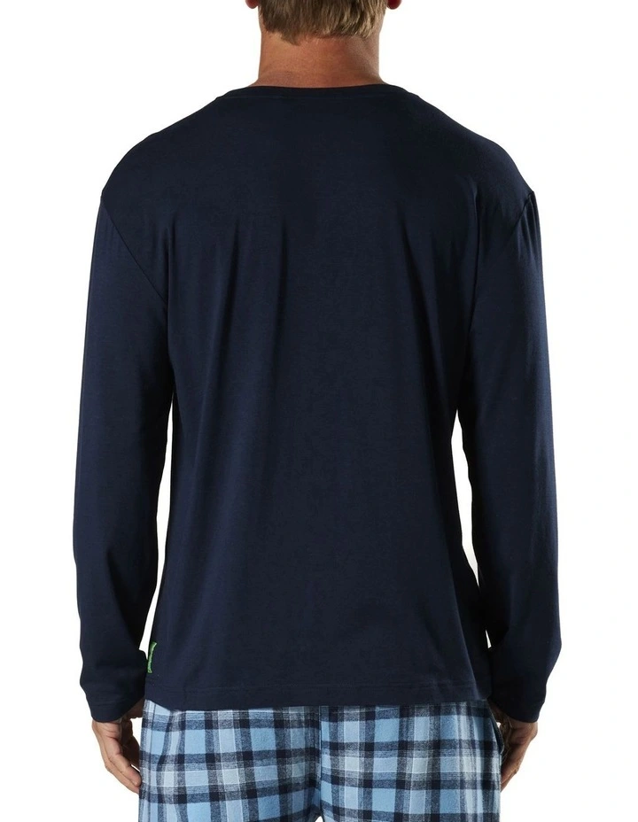 Soft Bamboo Long Sleeve Sleep Tee In Blue 3 Soft Bamboo Long Sleeve Sleep Tee In Blue - Image 3