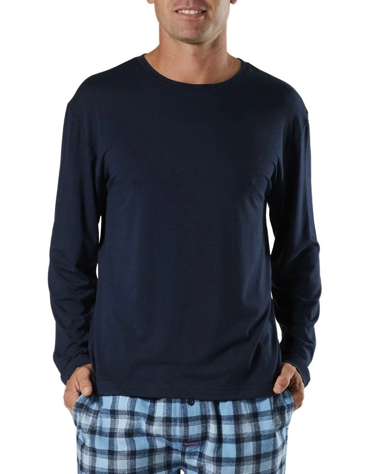 Soft Bamboo Long Sleeve Sleep Tee In Blue 4 Soft Bamboo Long Sleeve Sleep Tee In Blue - Image 4