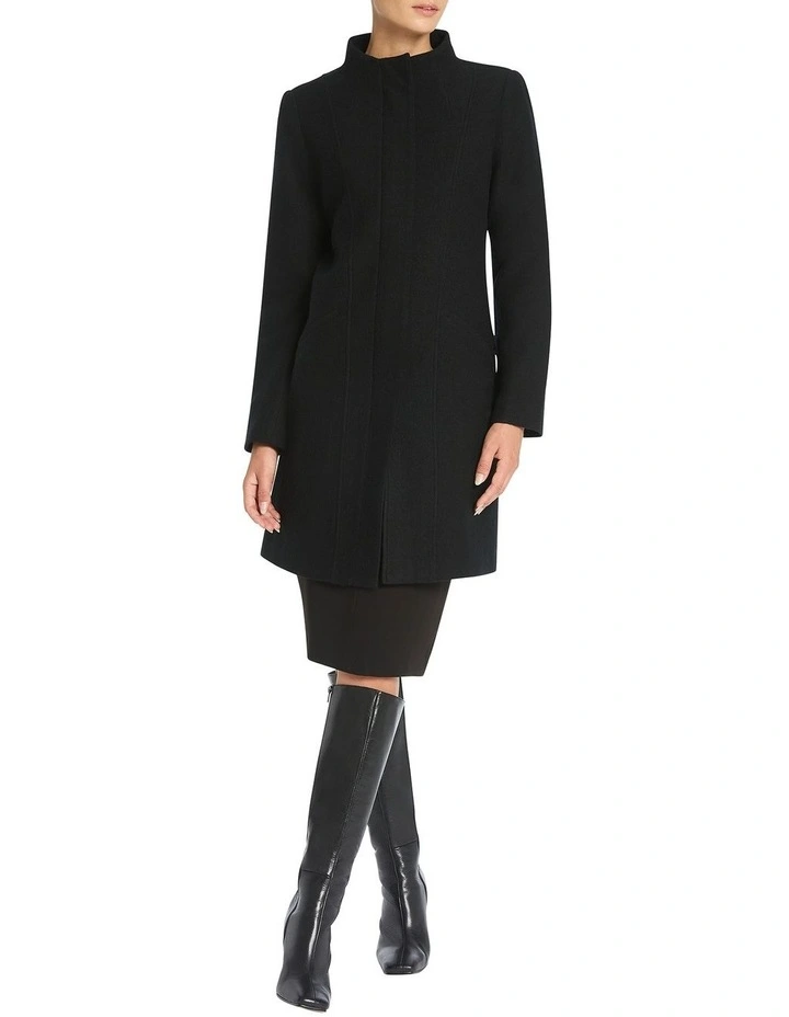 Madison Felted Wool Coat In Black 1 Madison Felted Wool Coat In Black