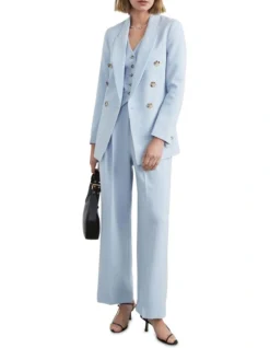 French Connection Tailored Twill Wide Leg Pant In Blue -Myer Clothing Shop 989960410 4 720x928