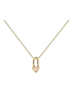 Heart Padlock Necklace In Gold