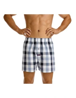 Men's Pickett Check Soft Wash Yarn Dye Boxer Short White