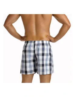 Men's Pickett Check Soft Wash Yarn Dye Boxer Short White -Myer Clothing Shop 990104060 3 720x928