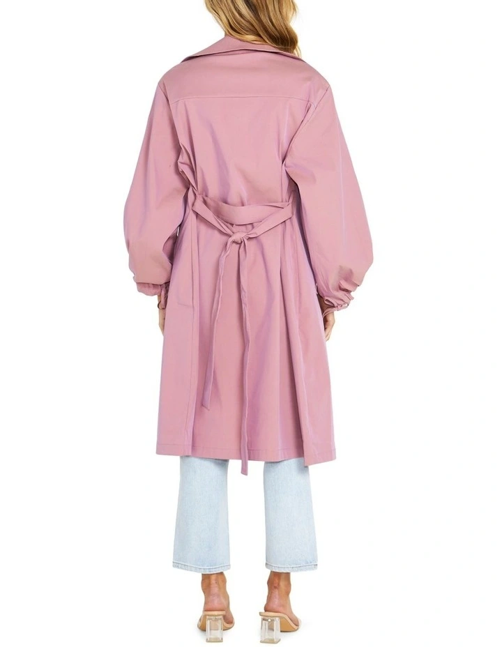 Secret Balloon Sleeve Trench In Pink 4 Secret Balloon Sleeve Trench In Pink - Image 4