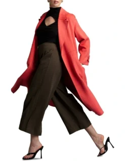 Wuthering Belted Wrap Trench Coat In Red -Myer Clothing Shop 990191350 4 720x928