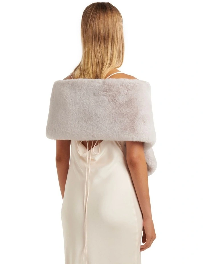Forever New Laura Faux Fur Wrap In Grey 2 Forever New Laura Faux Fur Wrap In Grey - Image 2
