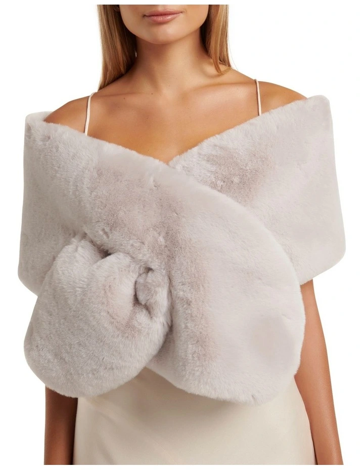 Forever New Laura Faux Fur Wrap In Grey 4 Forever New Laura Faux Fur Wrap In Grey - Image 4
