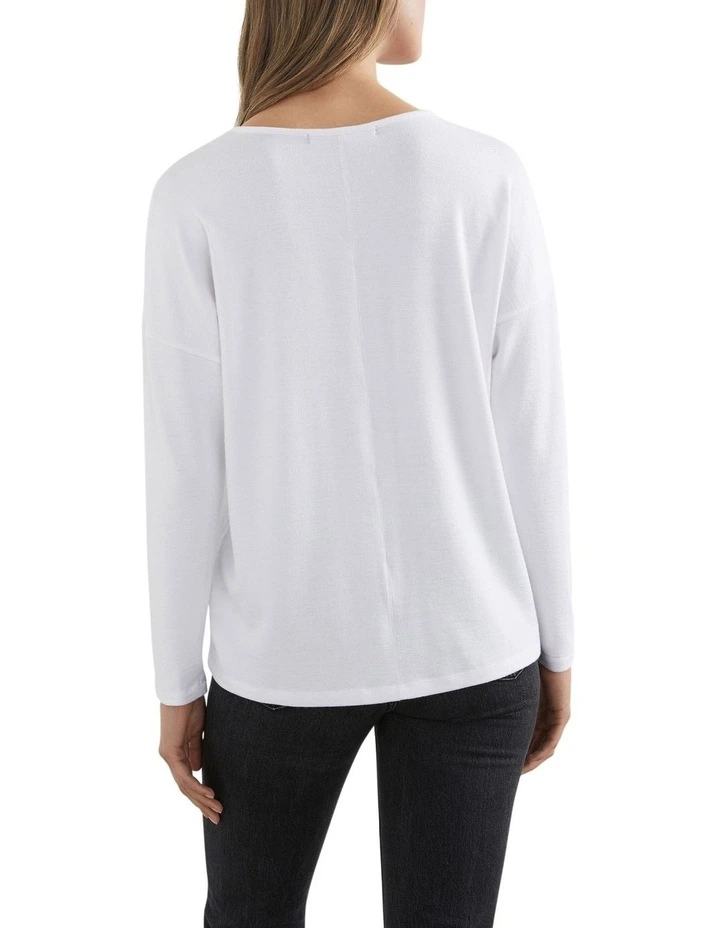 French Connection Soft V Neck Long Sleeve T Shirt In White 3 French Connection Soft V Neck Long Sleeve T Shirt In White - Image 3
