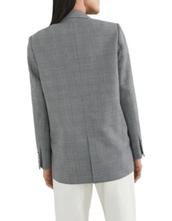 French Connection Check Single Breasted Blazer In Grey Multi -Myer Clothing Shop 990539740 3 720x928