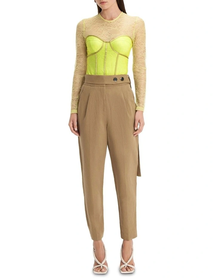 Linen Herringbone Tapered Pant In Brown 1 Linen Herringbone Tapered Pant In Brown