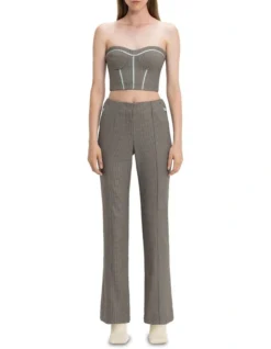 Houndstooth Tailored Flare In Brown Multi