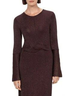 Lurex Twist Front Knit Dress In Purple -Myer Clothing Shop 991014580 3 720x928