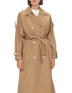 Tech Taffeta Trench Coat In Brown -Myer Clothing Shop 991015570 4 720x928