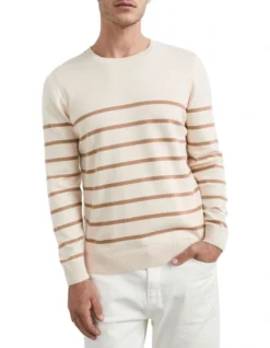 French Connection Placement Stripe Knit In Cream