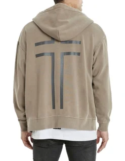 Gaskill Relaxed Hooded Zip Sweater In Brown