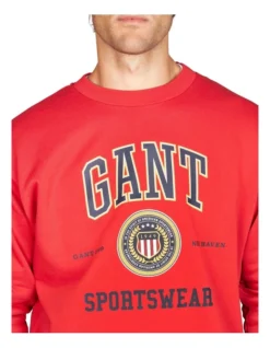 Gant Crest Shield Crew Neck Sweater In Red 6 Gant Crest Shield Crew Neck Sweater In Red -Myer Clothing Shop 992477350 3 720x928