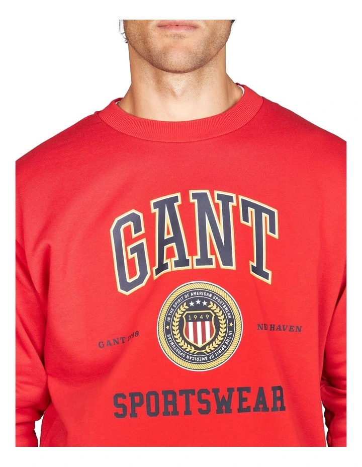Gant Crest Shield Crew Neck Sweater In Red 3 Gant Crest Shield Crew Neck Sweater In Red - Image 3