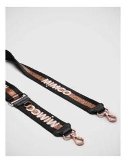 Sparkle Webbing Bag Strap In Black Rose Gold