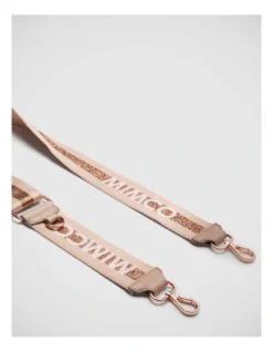 Sparkle Webbing Bag Strap In Almond Rose Gold