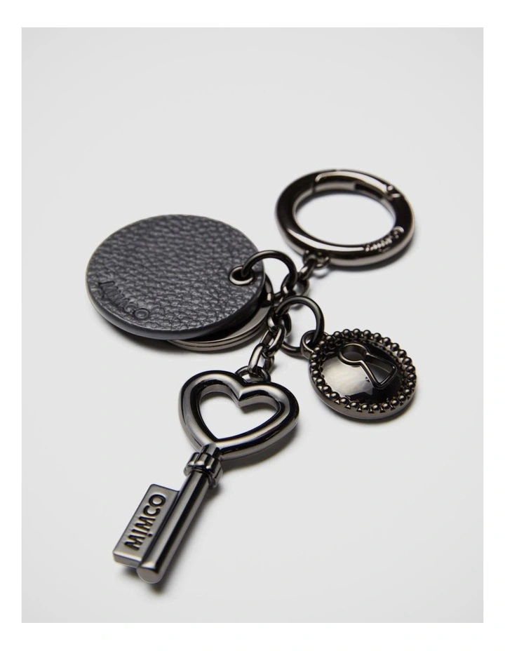 Key To Mim Heart Keyring In Black Gunmetal 1 Key To Mim Heart Keyring In Black Gunmetal