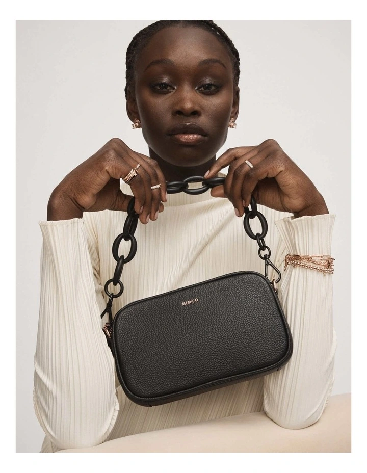 Classico Gusset Medium Pouch In Black Rose Gold 2 Classico Gusset Medium Pouch In Black Rose Gold - Image 2