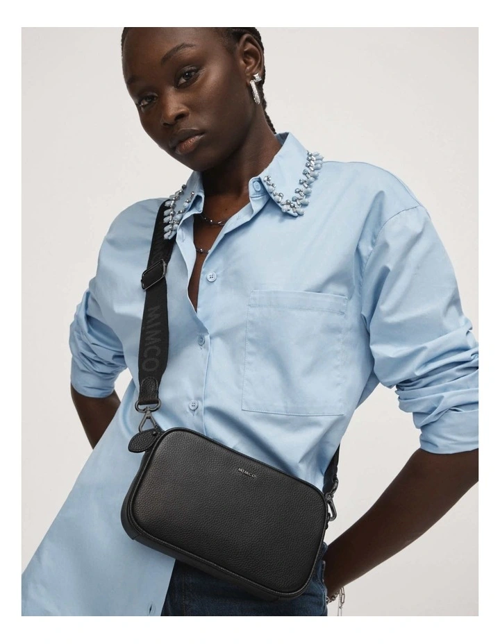 Classico Gusset Medium Pouch In Black Gunmetal 2 Classico Gusset Medium Pouch In Black Gunmetal - Image 2